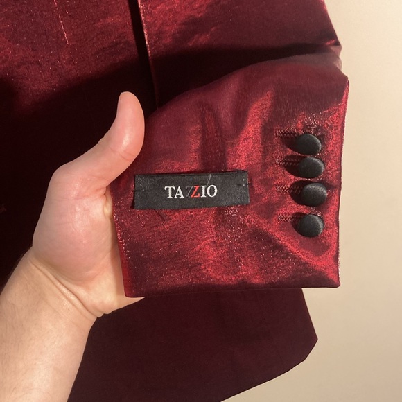 Vintage Velvet Red Tuxedo Prom Suit - Picture 4 of 5